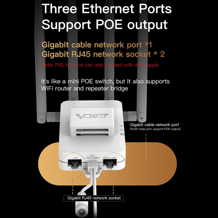 VONETS VAR600-H 600Mbps Wireless Bridge WiFi Repeater, With 4 Antennas + DC Adapter Set - Wireless Routers by VONETS | Online Shopping South Africa | PMC Jewellery | Buy Now Pay Later Mobicred