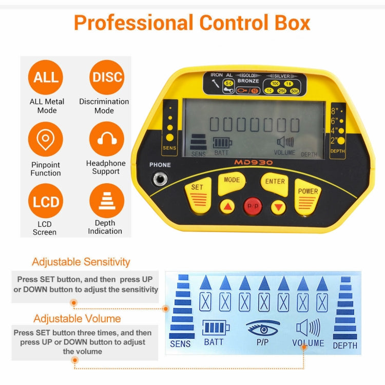 MD930 High Sensitivity and Accurate Positioning Underground Metal Detector with Backlight - free shipping - PMC Jewellery - Order now!