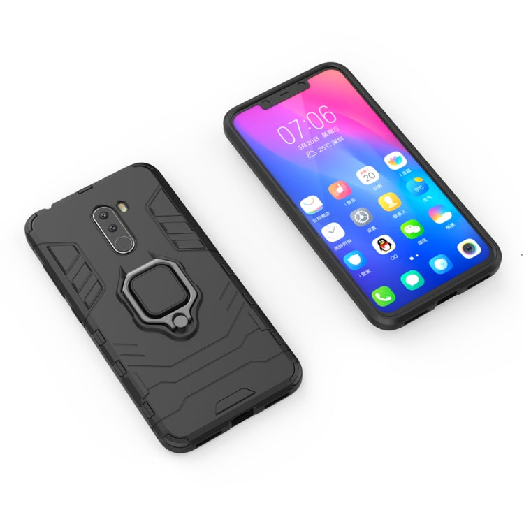 PC + TPU Shockproof Protective Case with Magnetic Ring Holder for Xiaomi Pocophone F1(Black) - Xiaomi Cases by PMC Jewellery | Online Shopping South Africa | PMC Jewellery