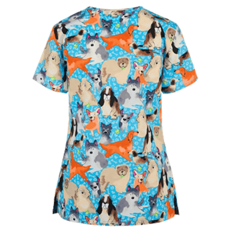 Loose Printed Hedging Thin T-shirt Nurse Uniform (Color:Blue Size:XXXL) - T-shirt by PMC Jewellery | Online Shopping South Africa | PMC Jewellery