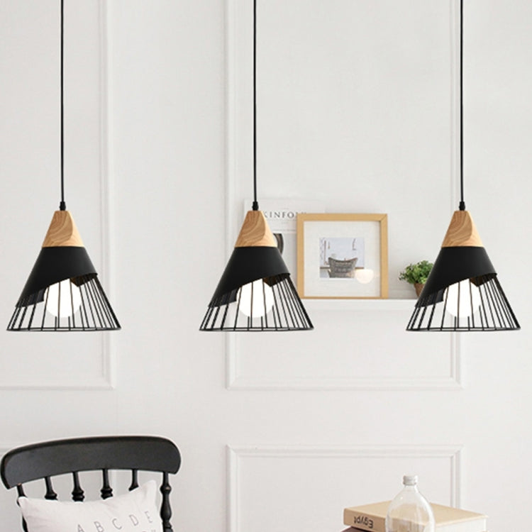 E27 Modern Lighting Iron Solid Wood Pendant Light Hanging Lamp (Black) - free shipping - PMc TechLife - Order now!