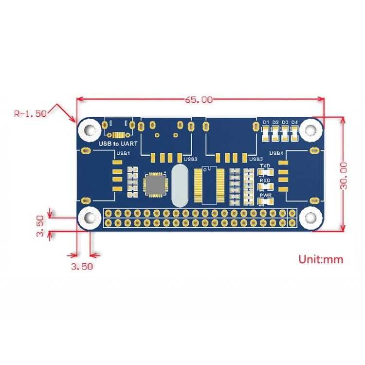 Waveshare 4 Port USB HUB HAT for Raspberry Pi - Modules Expansions Accessories by Waveshare | Online Shopping South Africa | PMC Jewellery | Buy Now Pay Later Mobicred