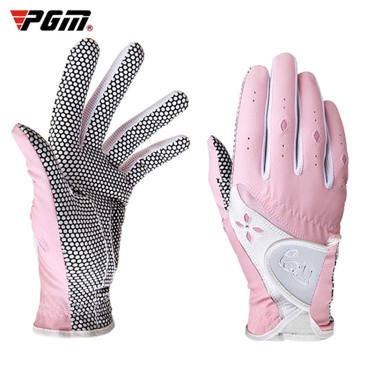 PGM One Pair Golf Non-Slip PU Leather Gloves for Women (Color:Pink Size:19) - Safety Gloves by PGM | Online Shopping South Africa | PMC Jewellery | Buy Now Pay Later Mobicred