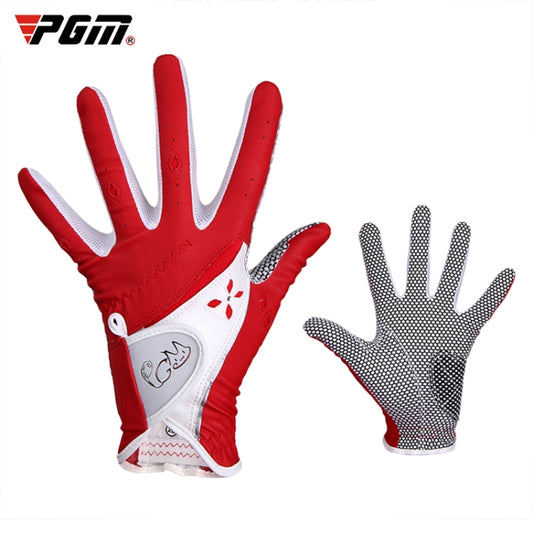 PGM One Pair Golf Non-Slip PU Leather Gloves for Women (Color:Red Size:17) - Safety Gloves by PGM | Online Shopping South Africa | PMC Jewellery | Buy Now Pay Later Mobicred