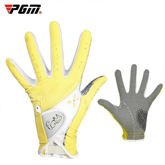 PGM One Pair Golf Non-Slip PU Leather Gloves for Women (Color:Yellow Size:20) - Safety Gloves by PGM | Online Shopping South Africa | PMC Jewellery | Buy Now Pay Later Mobicred