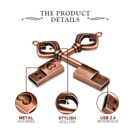 MicroDrive 64GB USB 2.0 Copper Love Key U Disk - USB Flash Drives by MicroDrive | Online Shopping South Africa | PMC Jewellery | Buy Now Pay Later Mobicred