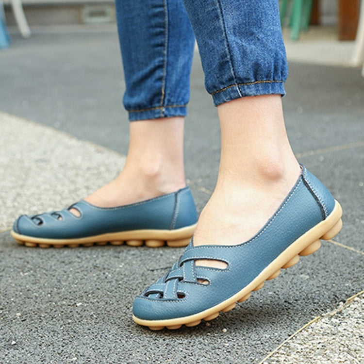 Hollow Woven Casual Nurse Shoes Cover Foot Peas Shoes for Women (Color:Blue Size:36) - Casual Shoes by PMC Jewellery | Online Shopping South Africa | PMC Jewellery