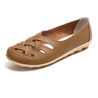 Hollow Woven Casual Nurse Shoes Cover Foot Peas Shoes for Women (Color:Khaki Size:38) - Casual Shoes by PMC Jewellery | Online Shopping South Africa | PMC Jewellery