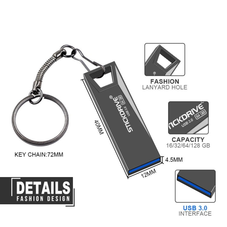 STICKDRIVE 64GB USB 3.0 High Speed Mini Metal U Disk (Silver Grey) - USB Flash Drives by STICKDRIVE | Online Shopping South Africa | PMC TechLife | Buy Now Pay Later Mobicred