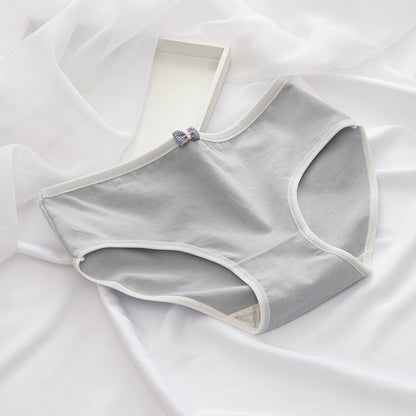 Bowknot Morandi Simple Girly Cotton Panties (Color:Gray Blue Size:L) - Ladies Underwear by PMC Jewellery | Online Shopping South Africa | PMC Jewellery