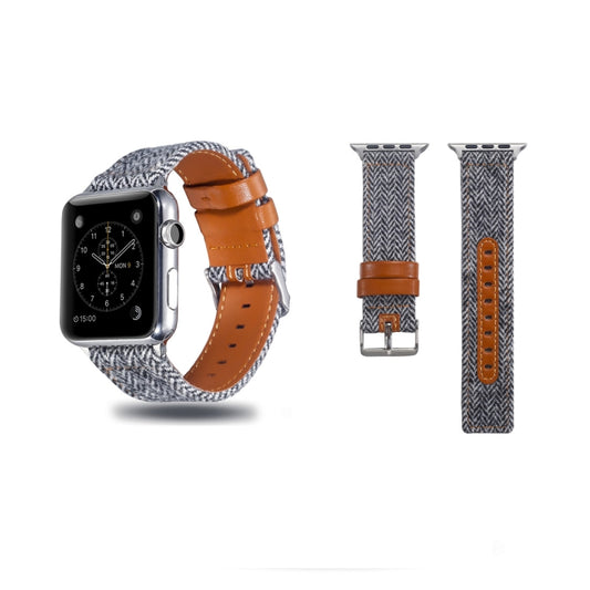 Cloth+Top-grain Leather Wrist Watch Band for Apple Watch Series 7 41mm / 6 & SE & 5 & 4 40mm / 3 & 2 & 1 38mm - Watch Bands by PMC Jewellery | Online Shopping South Africa | PMC Jewellery | Buy Now Pay Later Mobicred