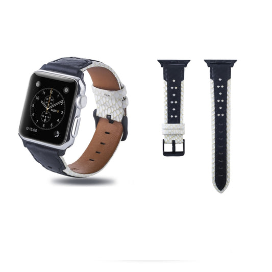 Square Hole Top-grain Leather Wrist Watch Band for Apple Watch Series 7 45mm / 6 & SE & 5 & 4 44mm / 3 & 2 & 1 42mm - Watch Bands by PMC Jewellery | Online Shopping South Africa | PMC Jewellery | Buy Now Pay Later Mobicred