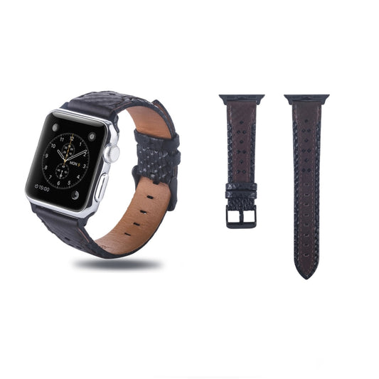 Square Hole Top-grain Leather Wrist Watch Band for Apple Watch Series 7 45mm / 6 & SE & 5 & 4 44mm / 3 & 2 & 1 42mm - Watch Bands by PMC Jewellery | Online Shopping South Africa | PMC Jewellery | Buy Now Pay Later Mobicred