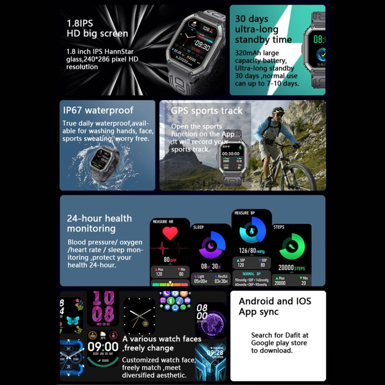 KR06 Waterproof Pedometer Sport Smart Watch, Support Heart Rate / Blood Pressure Monitoring / BT Calling(Black) - Smart Watches by PMC TechLife | Online Shopping South Africa | PMC TechLife | Buy Now Pay Later Mobicred