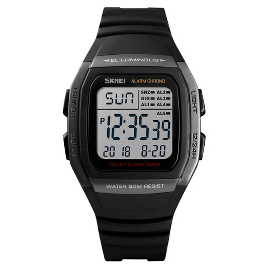 SKMEI 1278 Fashionable Outdoor 50m Waterproof Digital Watch Student Sports Wrist Watch Support 5 Group Alarm Clocks (Titanium) - Sport Watches by SKMEI | Online Shopping South Africa | PMC Jewellery | Buy Now Pay Later Mobicred