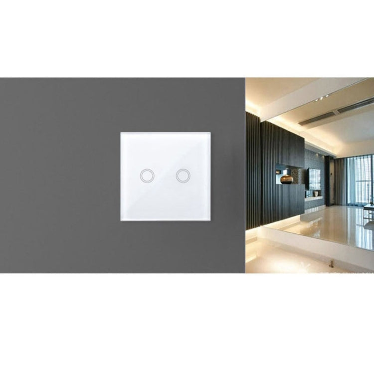 86mm 2 Gang Tempered Glass Panel Wall Switch Smart Home Light Touch Switch with RF433 Remote Controller, AC 110V-240V(Gold) - Smart Switch by PMC Jewellery | Online Shopping South Africa | PMC Jewellery