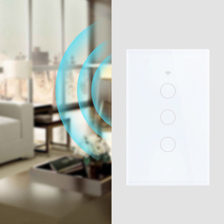 TC120 Wifi Smart Light Switch Glass Screen Touch Panel Voice Control Wireless Wall Switch Work with Alexa Echo / Google Home (White) - Smart Switch by PMC TechLife | Online Shopping South Africa | PMC TechLife