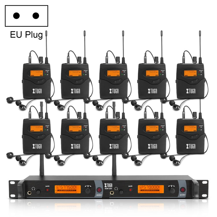 XTUGA IEM1200 Wireless Transmitter 10 Bodypack Stage Singer In-Ear Monitor System(EU Plug) - Microphone by XTUGA | Online Shopping South Africa | PMC Jewellery