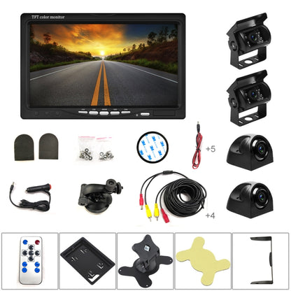 K0164 7 inch HD Car 18 IR Night Vision Rear View Backup Four Cameras Rearview Monitor - Rear View Cameras by PMC Jewellery | Online Shopping South Africa | PMC Jewellery