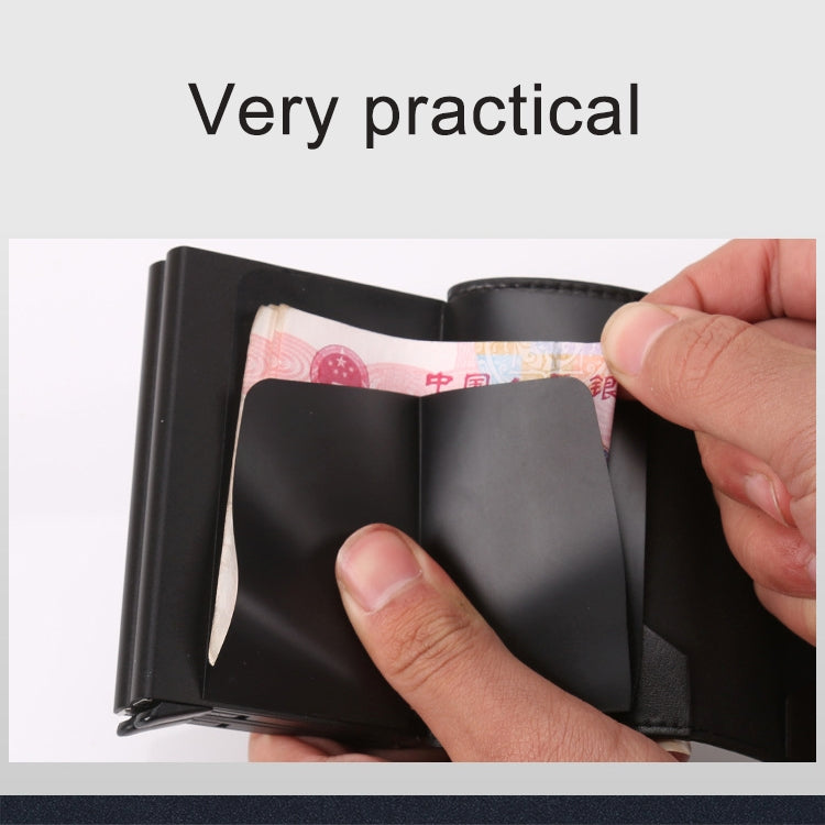 X-7 Antimagnetic RFID  Multi-functional Aluminum Crazy Horse Texture Leather Card Bag Wallet(Coffee) - free shipping - PMC TechLife - Order now!