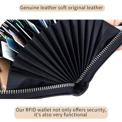 Two-Layer Cowhide Leather Organ Card Holder Multiple-Card RFID Anti-Theft Wallet Bag(Baby Blue) - Antimagnetic RFID Package by PMC Jewellery | Online Shopping South Africa | PMC Jewellery | Buy Now Pay Later Mobicred