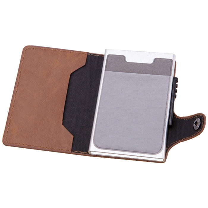 X-51 Automatically Pop-up Card Type Anti-magnetic RFID Anti-theft PU Leather Wallet with Card Slots(Apricot) - Antimagnetic RFID Package by PMC Jewellery | Online Shopping South Africa | PMC Jewellery | Buy Now Pay Later Mobicred