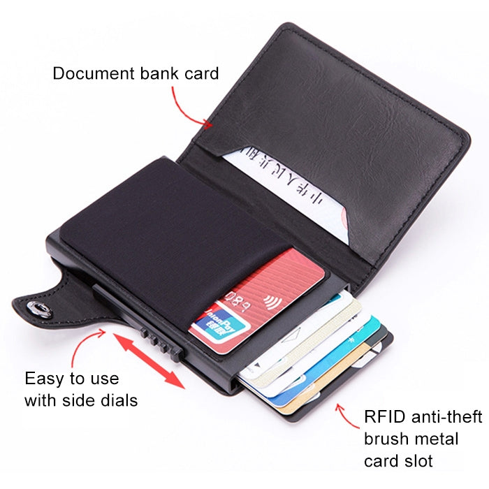 X-51 Automatically Pop-up Card Type Anti-magnetic RFID Anti-theft PU Leather Wallet with Card Slots(Apricot) - Antimagnetic RFID Package by PMC Jewellery | Online Shopping South Africa | PMC Jewellery | Buy Now Pay Later Mobicred