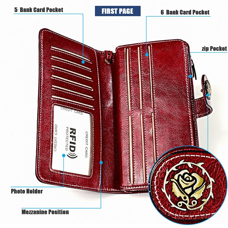 3556 Large Capacity Long Multi-function Anti-magnetic RFID Wallet Clutch for Ladies with Card Slots (Black) - Antimagnetic RFID Package by PMC Jewellery | Online Shopping South Africa | PMC Jewellery | Buy Now Pay Later Mobicred