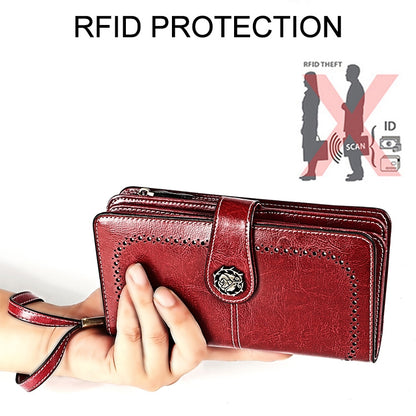 3556 Large Capacity Long Multi-function Anti-magnetic RFID Wallet Clutch for Ladies with Card Slots (Brown) - Antimagnetic RFID Package by PMC Jewellery | Online Shopping South Africa | PMC Jewellery | Buy Now Pay Later Mobicred