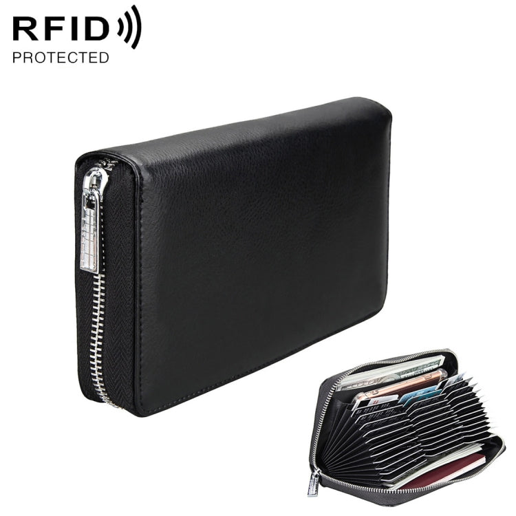 Antimagnetic RFID Large Capacity Long Style Genuine Leather Passport Package / Multifunctional and Many Card Slots Card Package(Black) - free shipping - PMC TechLife - Order now!