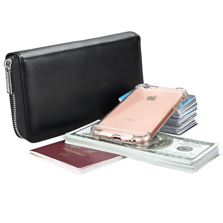 Antimagnetic RFID Large Capacity Long Style Genuine Leather Passport Package / Multifunctional and Many Card Slots Card Package(Black) - free shipping - PMC TechLife - Order now!