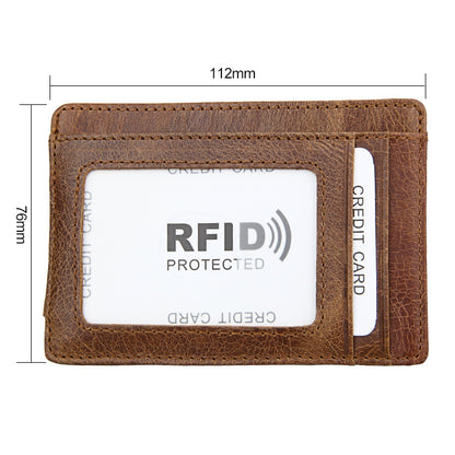 KB80 Antimagnetic RFID Crazy Horse Texture Oil Wax Leather Card Holder Wallet Billfold for Men and Women (Yellowish-brown) - Antimagnetic RFID Package by PMC Jewellery | Online Shopping South Africa | PMC Jewellery | Buy Now Pay Later Mobicred