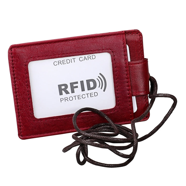 KB153 Antimagnetic RFID Leather Card Holder ID Card Badge with Lanyard(Red) - Antimagnetic RFID Package by PMC Jewellery | Online Shopping South Africa | PMC Jewellery | Buy Now Pay Later Mobicred