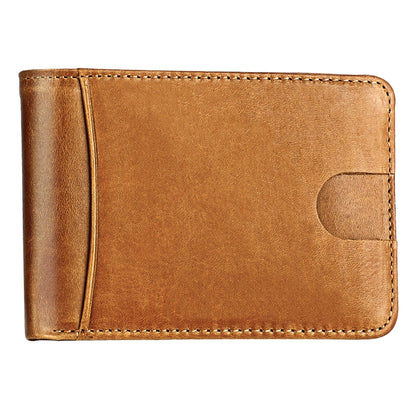 KB186 Antimagnetic RFID Mini Crazy Horse Texture Leather Billfold Card Wallet for Men and Women(Yellowish-brown) - Antimagnetic RFID Package by PMC Jewellery | Online Shopping South Africa | PMC Jewellery | Buy Now Pay Later Mobicred