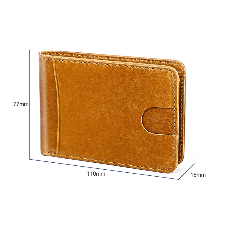 KB186 Antimagnetic RFID Mini Crazy Horse Texture Leather Billfold Card Wallet for Men and Women(Yellowish-brown) - Antimagnetic RFID Package by PMC Jewellery | Online Shopping South Africa | PMC Jewellery | Buy Now Pay Later Mobicred