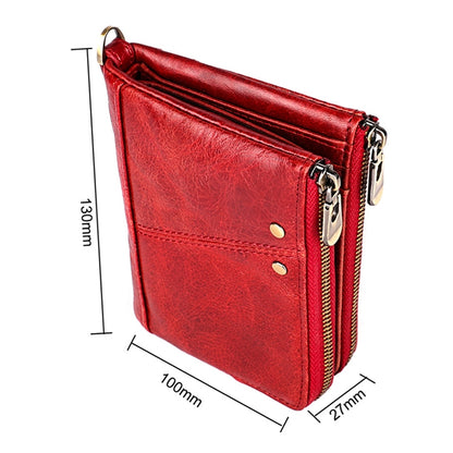 3533 Antimagnetic RFID Top-grain Leather Crazy Horse Texture Men Business Leisure Wallet (Red) - Antimagnetic RFID Package by PMC Jewellery | Online Shopping South Africa | PMC Jewellery | Buy Now Pay Later Mobicred