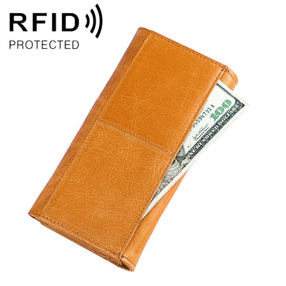 3559 Antimagnetic RFID Multi-function Zipper Retro Top-grain Leather Lady Purse Wallet (Yellowish-brown) - Antimagnetic RFID Package by PMC Jewellery | Online Shopping South Africa | PMC Jewellery | Buy Now Pay Later Mobicred