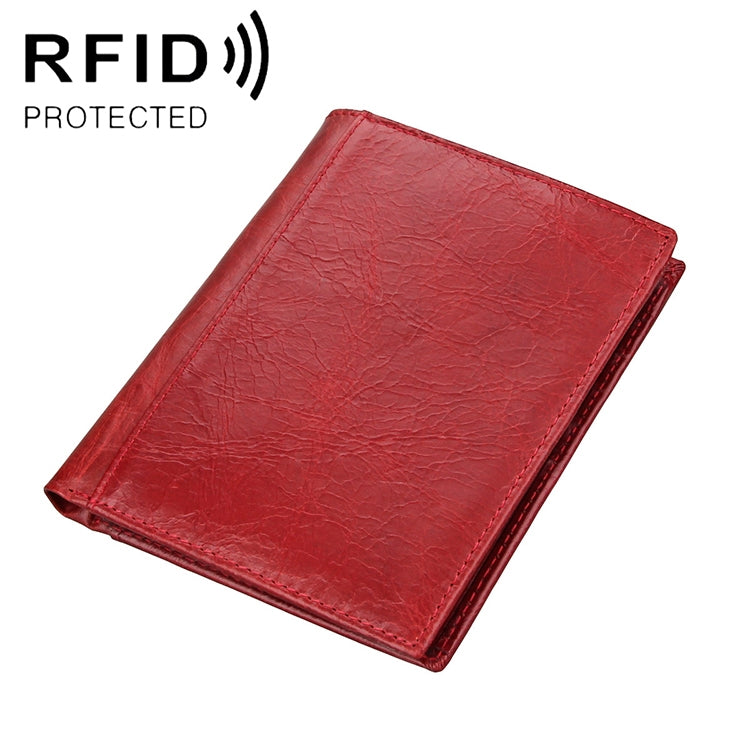 8235 Antimagnetic RFID Multi-function Crazy Horse Texture Leather Wallet Passport Bag(Red) - free shipping - PMC TechLife - Order now!