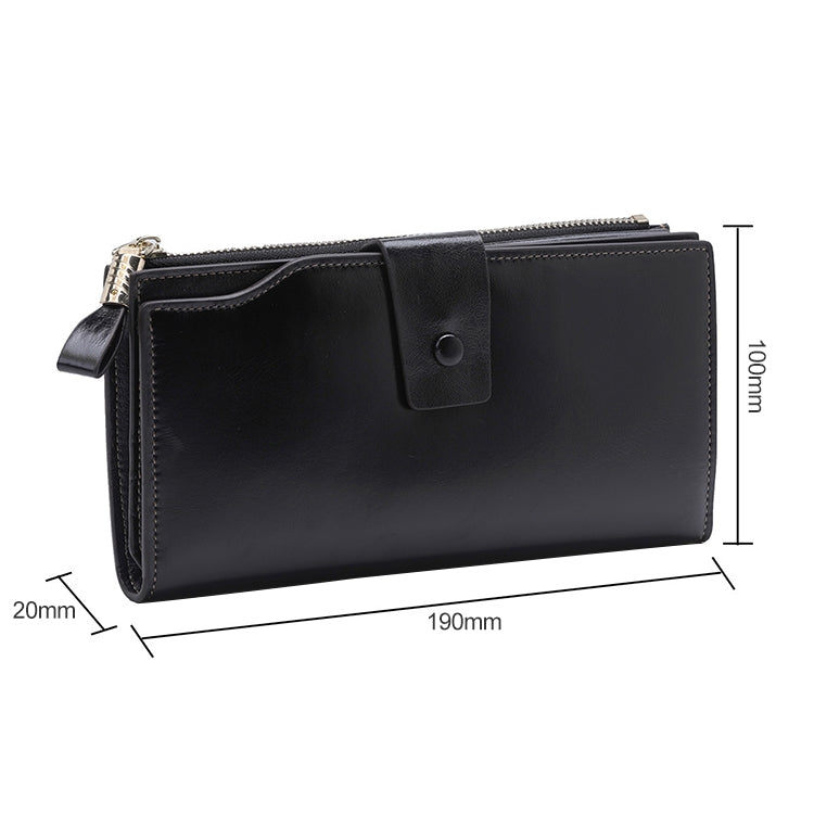 8236 Antimagnetic RFID Multi-function Oil Wax Leather Lady Wallet Large-capacity Purse (Black) - Antimagnetic RFID Package by PMC Jewellery | Online Shopping South Africa | PMC Jewellery | Buy Now Pay Later Mobicred