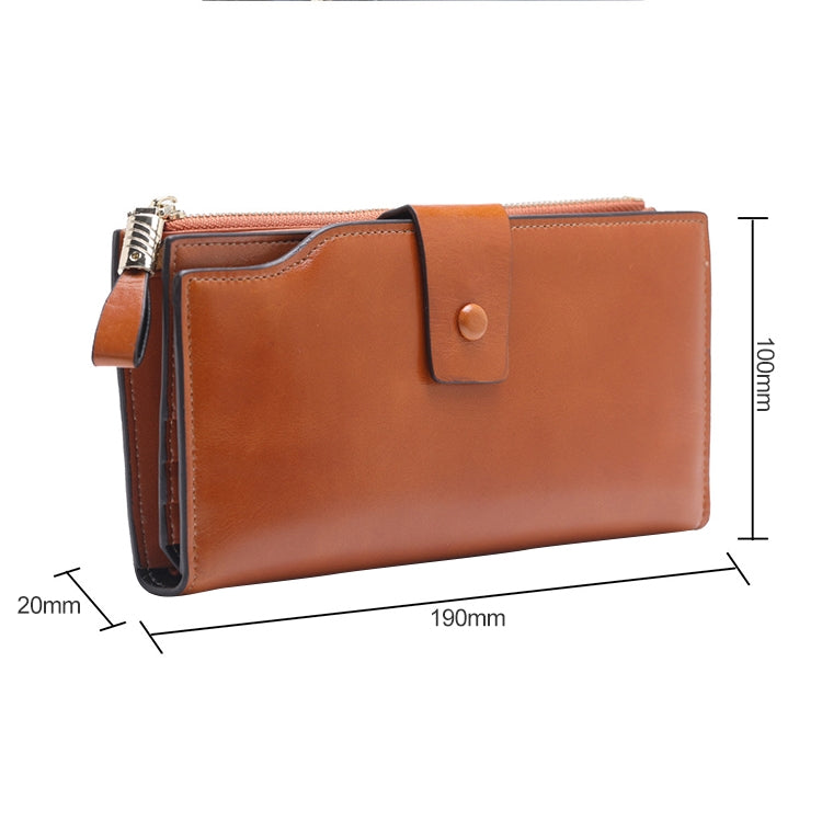 8236 Antimagnetic RFID Multi-function Oil Wax Leather Lady Wallet Large-capacity Purse (Yellow) - Antimagnetic RFID Package by PMC TechLife | Online Shopping South Africa | PMC TechLife | Buy Now Pay Later Mobicred
