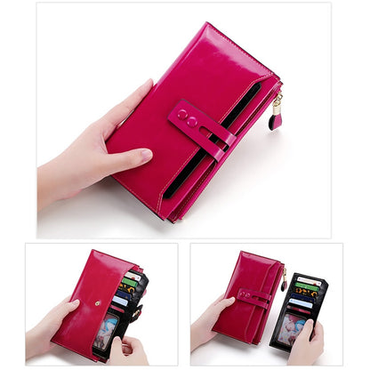 8239 Antimagnetic RFID Multi-function Leather Lady Wallet Large-capacity Purse with Detachable Card Holder(Rose Red) - Antimagnetic RFID Package by PMC Jewellery | Online Shopping South Africa | PMC Jewellery | Buy Now Pay Later Mobicred