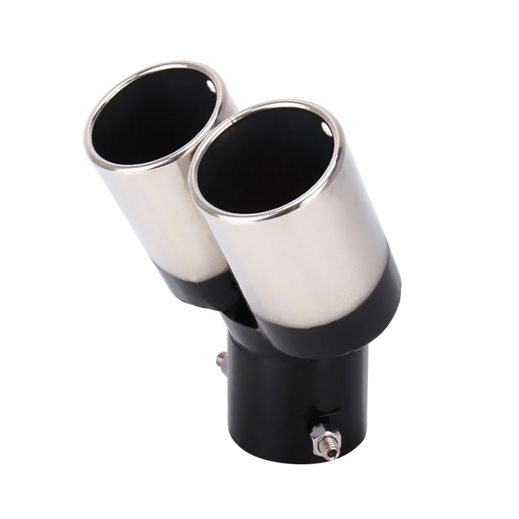 Universal Car Styling Stainless Steel Curved Double Outlets Exhaust Tail Muffler Tip Pipe(Black) - Exhaust Pipes by PMC Jewellery | Online Shopping South Africa | PMC Jewellery