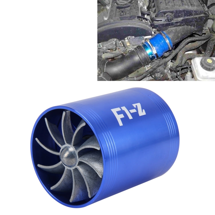 F1-Z Car Stainless Universal Supercharger Dual Double Turbine Air Intake Fuel Saver Turbo Turboing Charger Fan Set kit(Blue) - Engine Fittings by PMC TechLife | Online Shopping South Africa | PMC TechLife | Buy Now Pay Later Mobicred