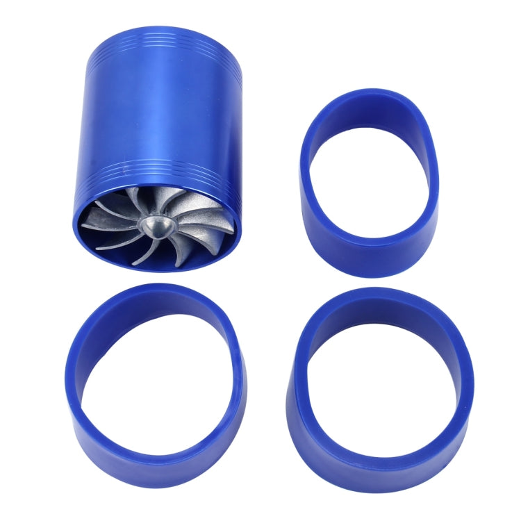 F1-Z Car Stainless Universal Supercharger Dual Double Turbine Air Intake Fuel Saver Turbo Turboing Charger Fan Set kit(Blue) - Engine Fittings by PMC Jewellery | Online Shopping South Africa | PMC Jewellery
