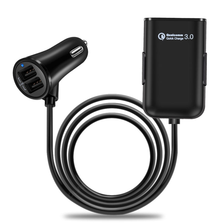 HMQ-C801 1.8m 8A Max 4 Ports USB Car Charger with Extending USB HUB for Front & Back Seat Charging (Black) - Car Charger by PMC Jewellery | Online Shopping South Africa | PMC Jewellery