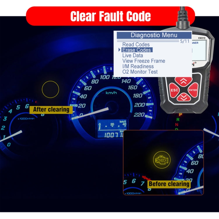 KONNWEI KW310 OBD Car Fault Detector Code Reader ELM327 OBD2 Scanner Diagnostic Tool(Black) - Code Readers & Scan Tools by KONNWEI | Online Shopping South Africa | PMC Jewellery