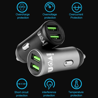 IVON CC26 5V 2.1A Dual USB Port Mini Car Charger (Grey) - Car Charger by IVON | Online Shopping South Africa | PMC Jewellery