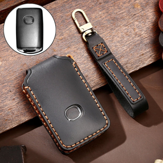 Hallmo Car Cowhide Leather Key Protective Cover Key Case for New Mazda Axela(Black) - Car Key Cases by Hallmo | Online Shopping South Africa | PMC Jewellery | Buy Now Pay Later Mobicred