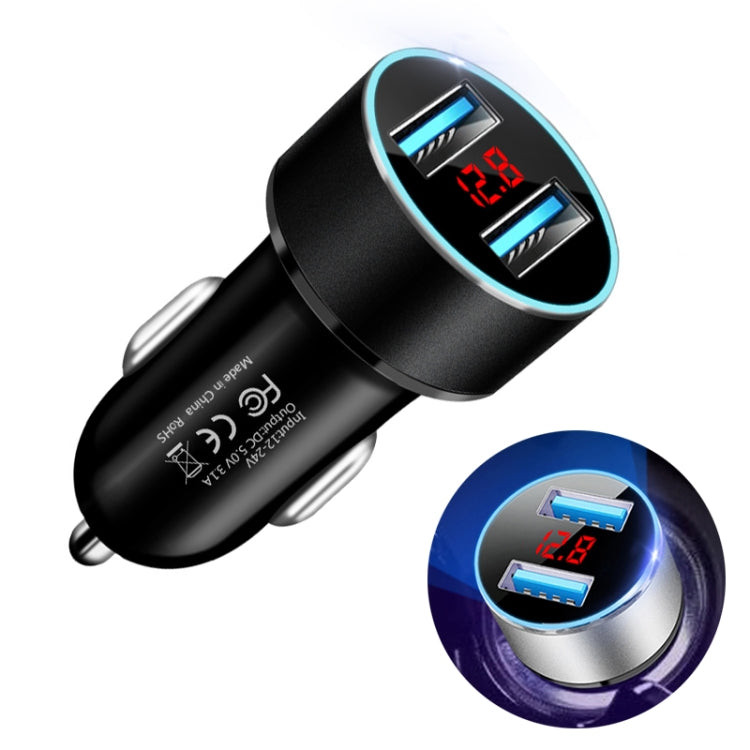 JMG-C016A 5 PCS 5V 3.1A Car Dual USB Charger with LED Display(Black) - Car Charger by PMC Jewellery | Online Shopping South Africa | PMC Jewellery