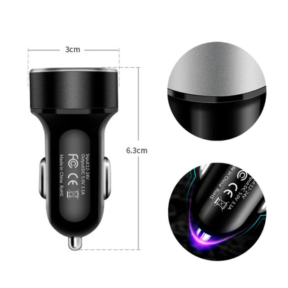 JMG-C016A 5 PCS 5V 3.1A Car Dual USB Charger with LED Display(Black) - Car Charger by PMC Jewellery | Online Shopping South Africa | PMC Jewellery